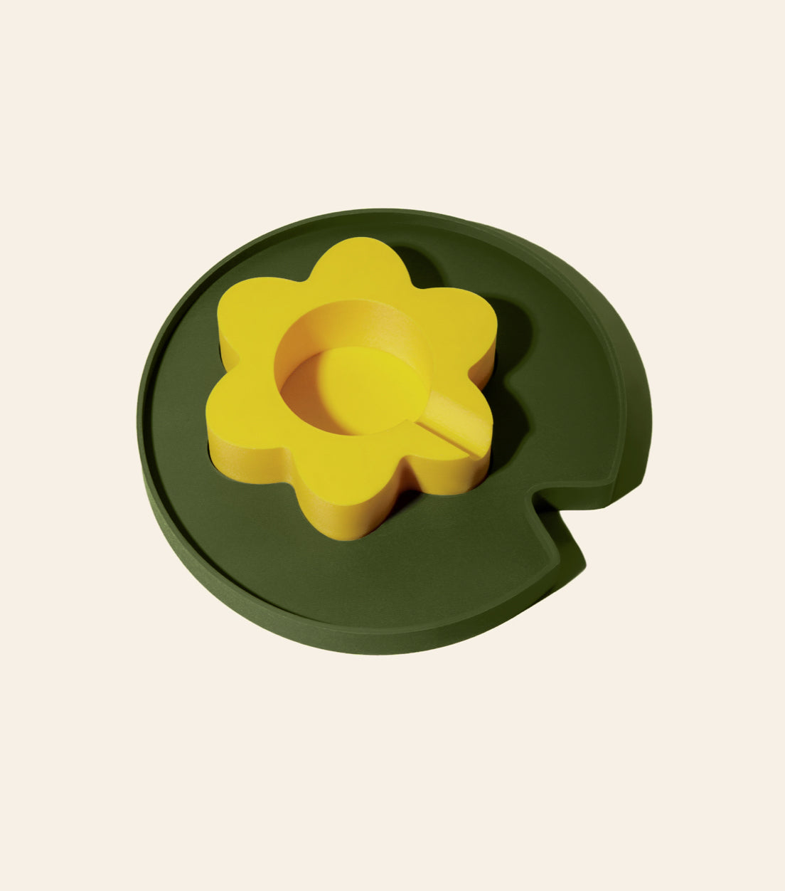 The 3D printed Floating Yellow Flower Ashtray complete with a ridge for your joint