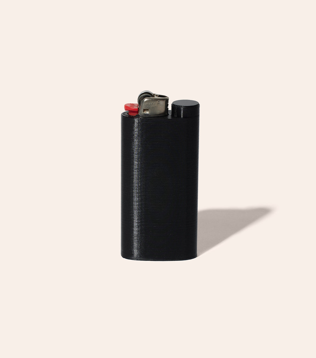 The Black Jointlocker 1.0 with BIC lighter inserted into lighter case, and cap twisted onto protective joint holder